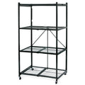 Origami 2-Pack R5 Series Foldable 4-Tier Steel Storage Rack, Pewter - Heavy-Duty Metal Shelving Unit w/ Removable Wheels for Lau