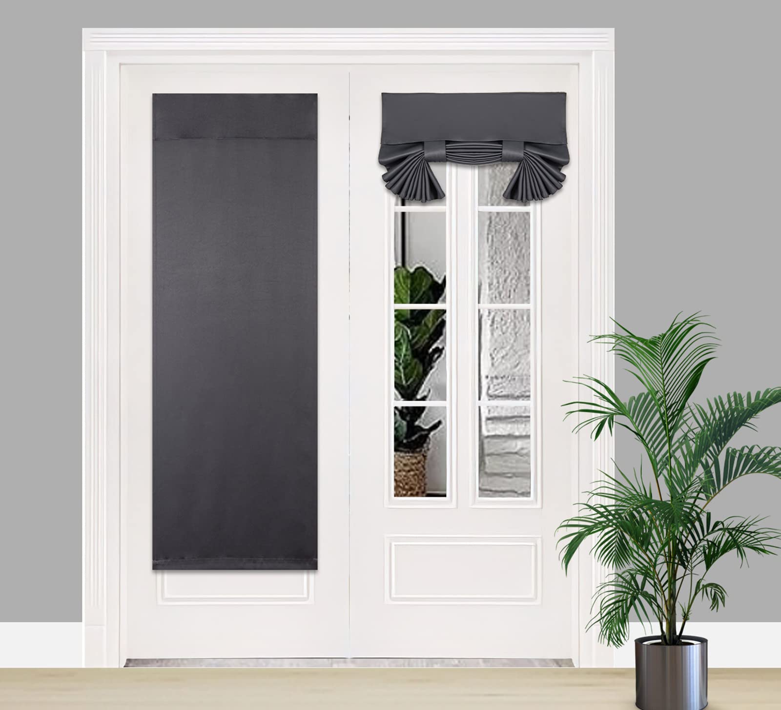 PI Blackout French Door Curtain,Privacy Thermal Insulated Door Window Curtain for Glass Door/Front Door/Sliding Door/Patio Door 