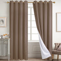 Diraysid 100% Blackout Curtains Cappuccino Linen Curtains for Bedroom Grommet Thermal Insulated Room Darkening Drapes (2 Panels,