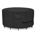 Porch Shield Round Patio Furniture Cover - Waterproof 600D Heavy Duty Outdoor Table and Chairs Cover 108 inch, Black
