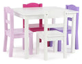 Humble Crew Kids Wood Table & 4 Chair Set Primary, White/Purple/Pink