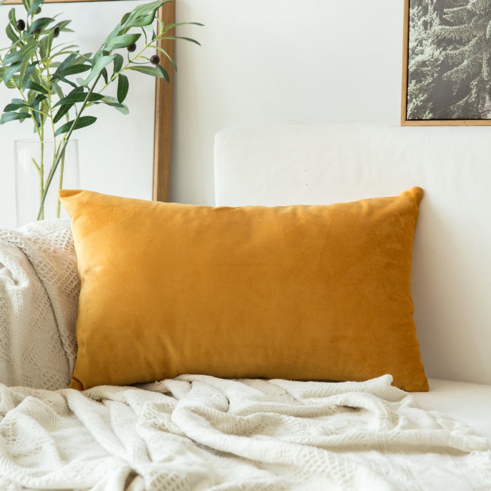 MIULEE Fall Velvet Soft Soild Decorative Square Throw Pillow Cover Cushion Case for Sofa Bedroom Car 12 x 20 Inch 30 x 50 Cm