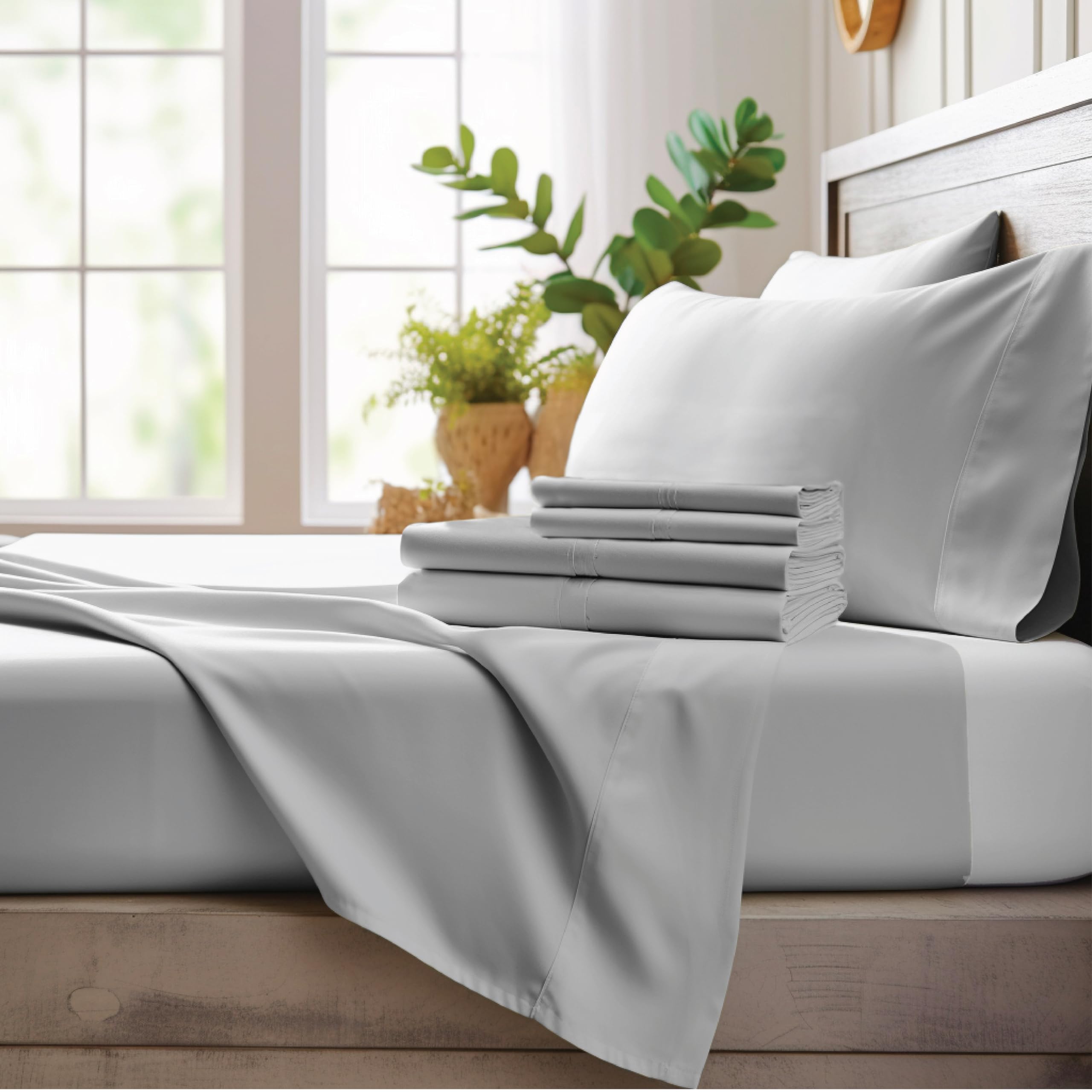 Bamboo Bay 4 Piece Twin Sheets Set - 100% Viscose Made from Bamboo Sheets Twin Size Bed - Soft Cooling Sheets for Hot Sleepers -