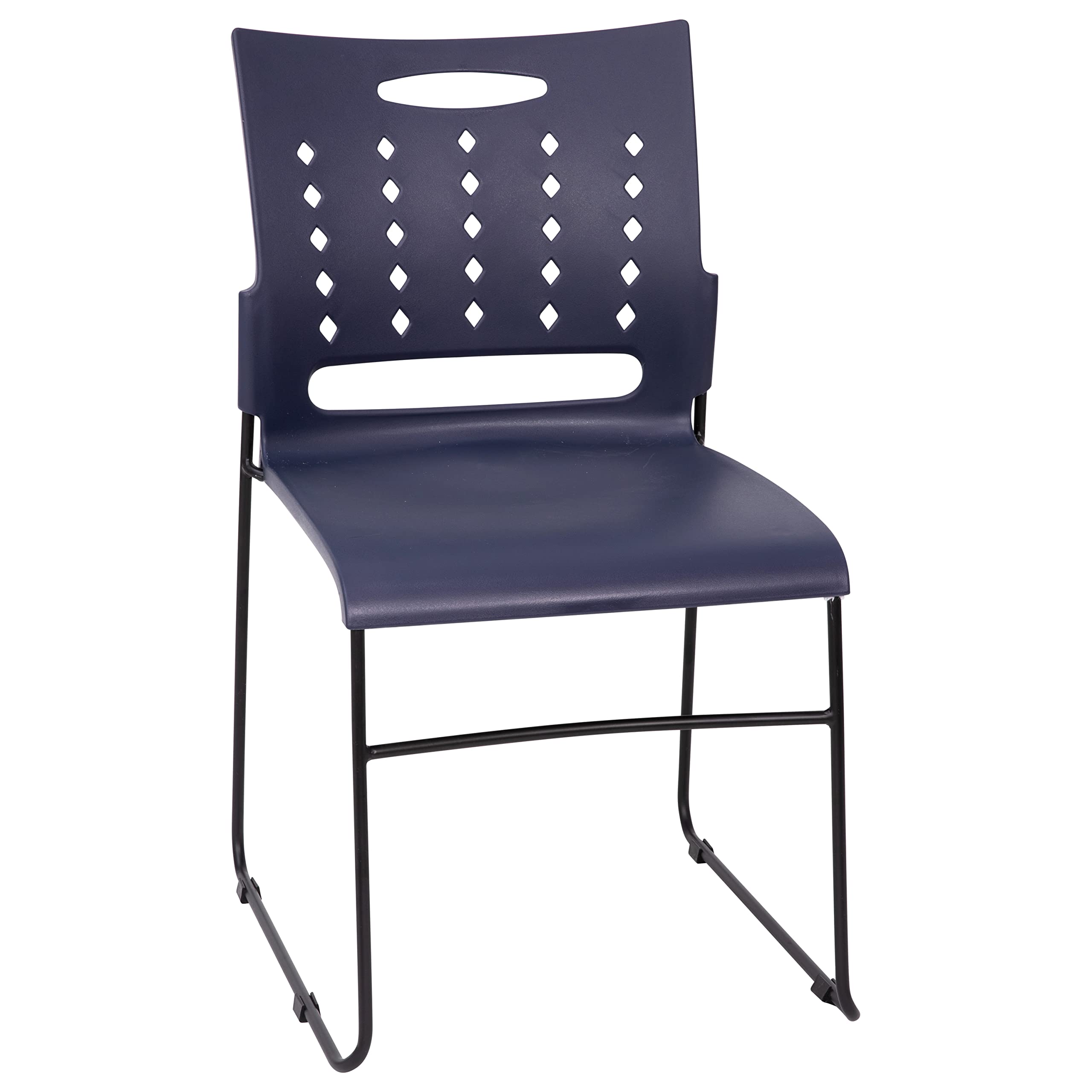 Flash Furniture Hercules Series 881 lb. Capacity Black Sled Base Stack Chair with Air-Vent Back
