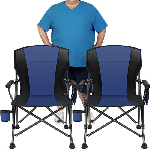 2 Pack Oversized Folding Camping Chair for Adults, Supports 450 LBS Camping Chairs, Heavy Duty Camping Chair with Side Pockets, 