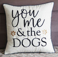 DECOPOW Embroidered Throw Pillow Cover,Square 18 inches Decorative Canvas Pillow Cover with You Me and The Dogs,Cover Only