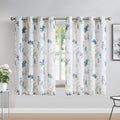 July Joy Printed Sheer Curtains Linen Textured for Living room Floral Leaf Design Farmhouse Style Window Panel Drapes Set Gromme