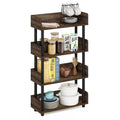 Furinno Turn-N-Tube 4-Tier Multipurposes Display Rack, Open Shelf Rack/Storage with Back & Side Panel, Walnut