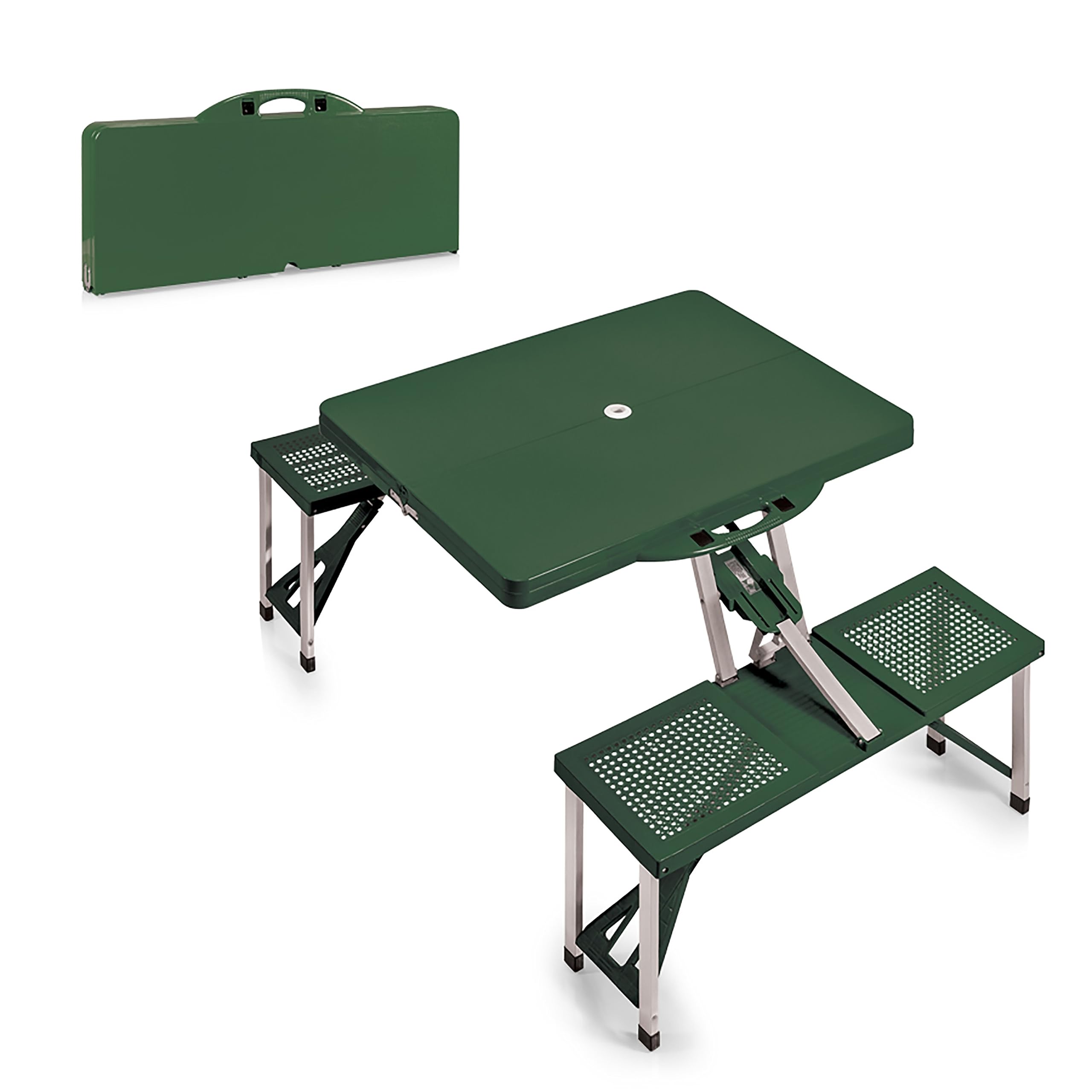 ONIVA - a Picnic Time brand - Folding Picnic Table - Camping Table - Outdoor Table with Umbrella Hole, (Hunter Green), 36 x 6 x 
