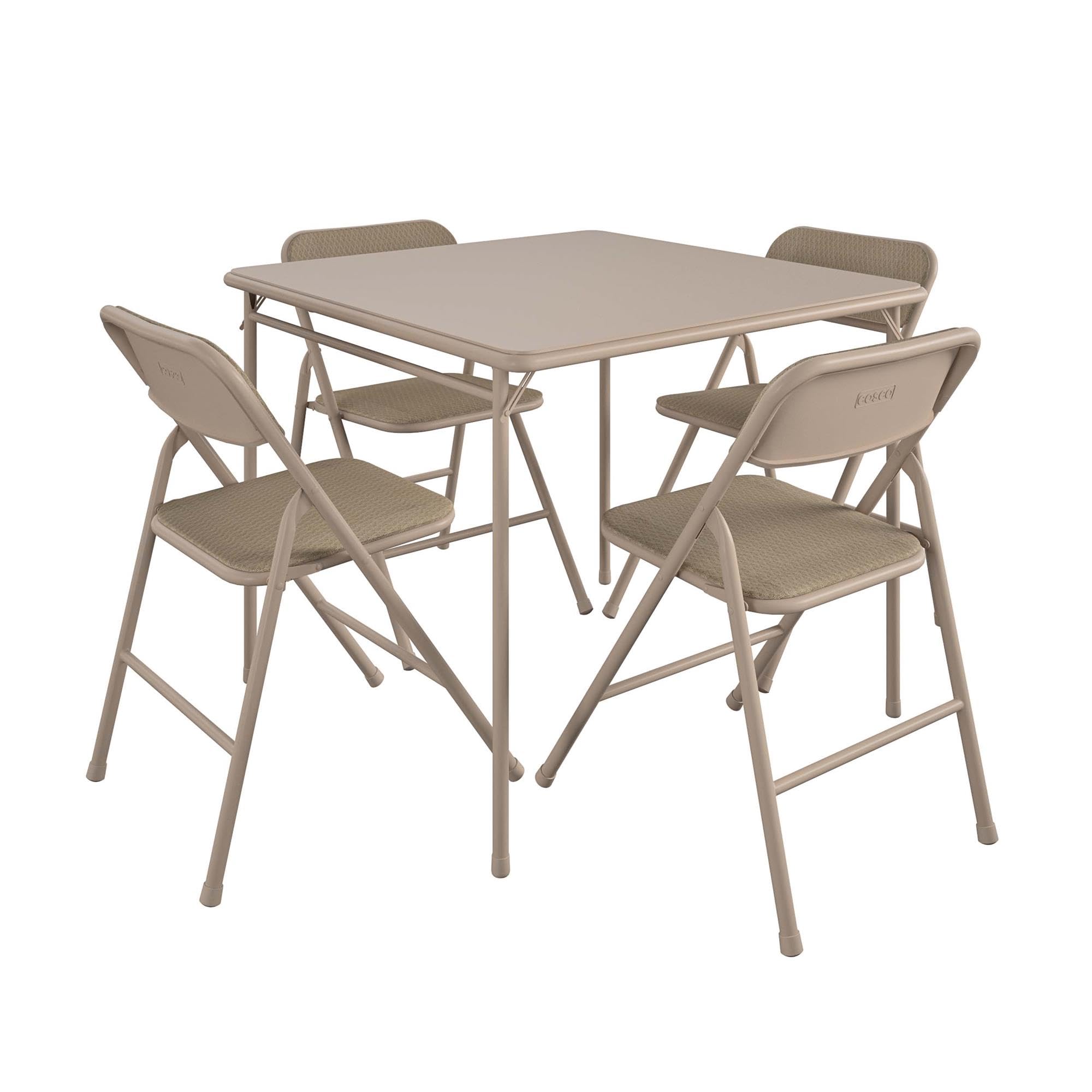 COSCO 5 Piece, Tan Folding Table and Chair Set.