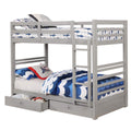 Benjara Transitional Twin Bed with Attached Ladder and Drawers, Gray
