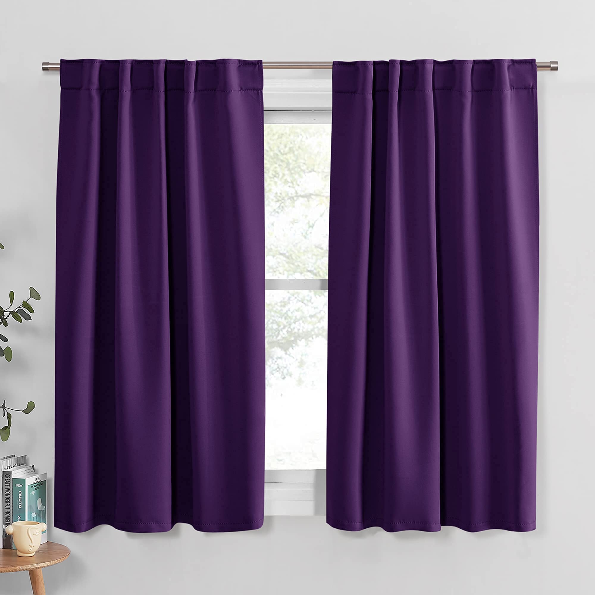 PONY DANCE Blackout Curtain Panels - Window Treatments Thermal Insulated Back Tab & Rod Pocket Curtains Living Room Window Cover