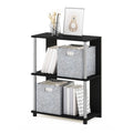 Furinno Jaya Simple Design 3-Tier Bookcase/Bookshelf/Display Rack with Stainless Steel Tubes, Americano
