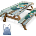 Britown Picnic Table Cover with Bench Covers Elastic Edges, Green Camper Fitted Table Cover, Outdoor Patio Camping Essentials 72
