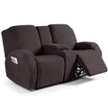 Ruaozz Stretch Loveseat Recliner Covers with Console 4-Pieces Recliner Sofa Covers with Pockets Jacquard Reclining Couch Covers 