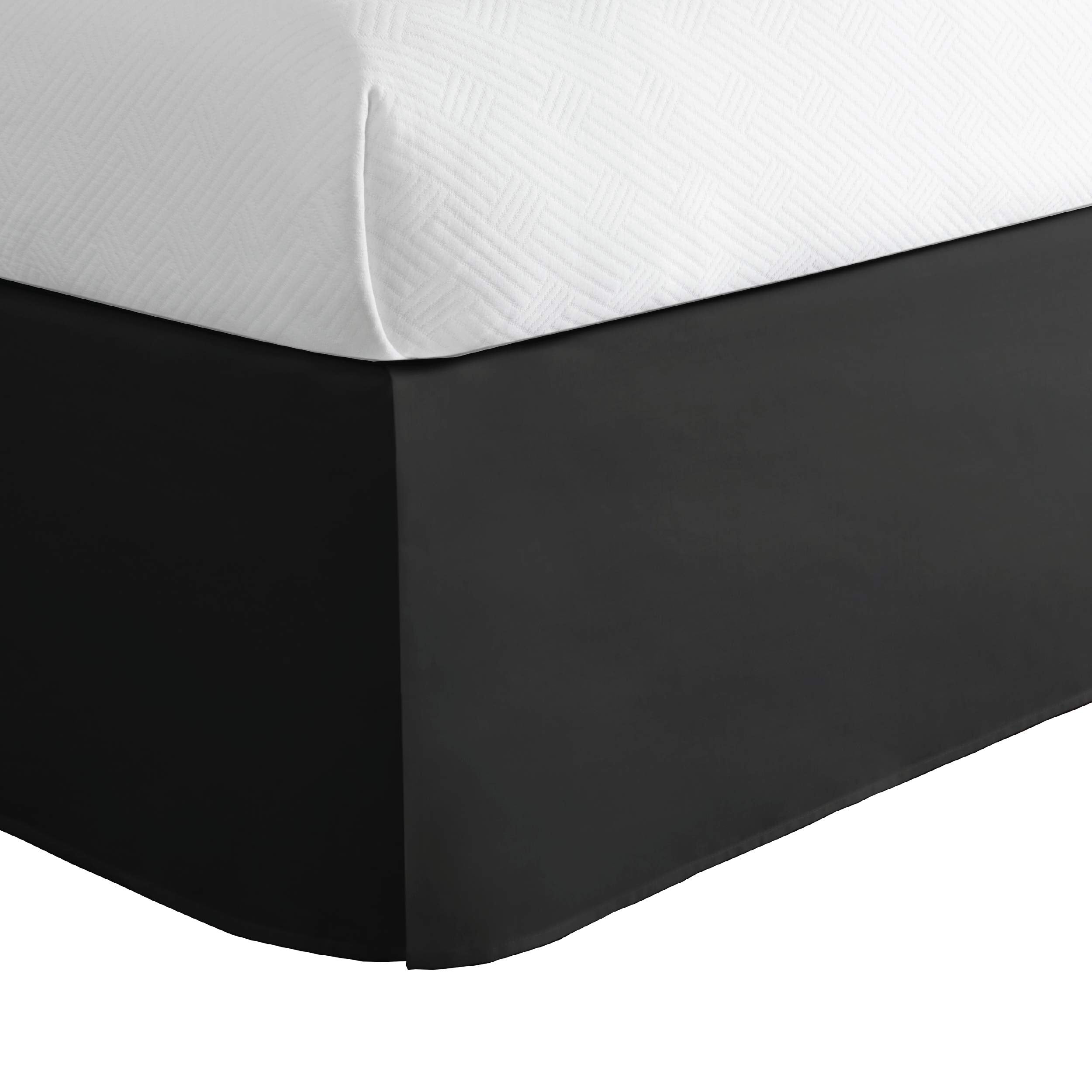 TODAYS HOME Home Classic Tailored Bed Skirt Dust Ruffle, Cotton Blend Design, 14 Drop Length, Twin, Black TOH24914BLAC01