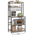 VASAGLE Hutch Bakers Rack with Power Outlet, 14 Hooks Microwave Stand, Adjustable Coffee Bar with Metal Wire Panel, Kitchen Stor