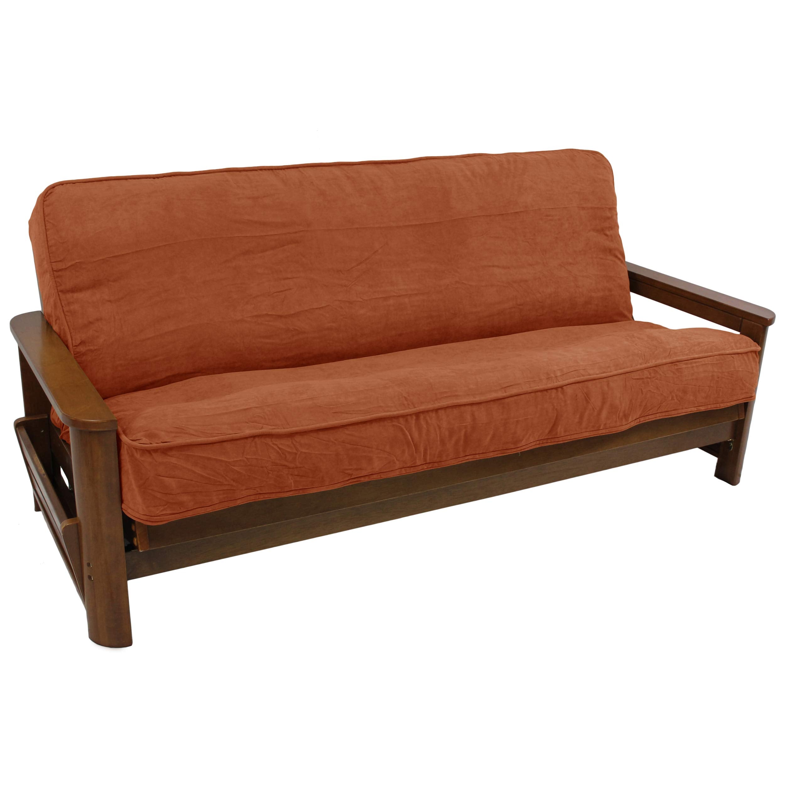 Blazing Needles Solid Microsuede Double Corded 8 to 9 Futon Cover, Full, Spice