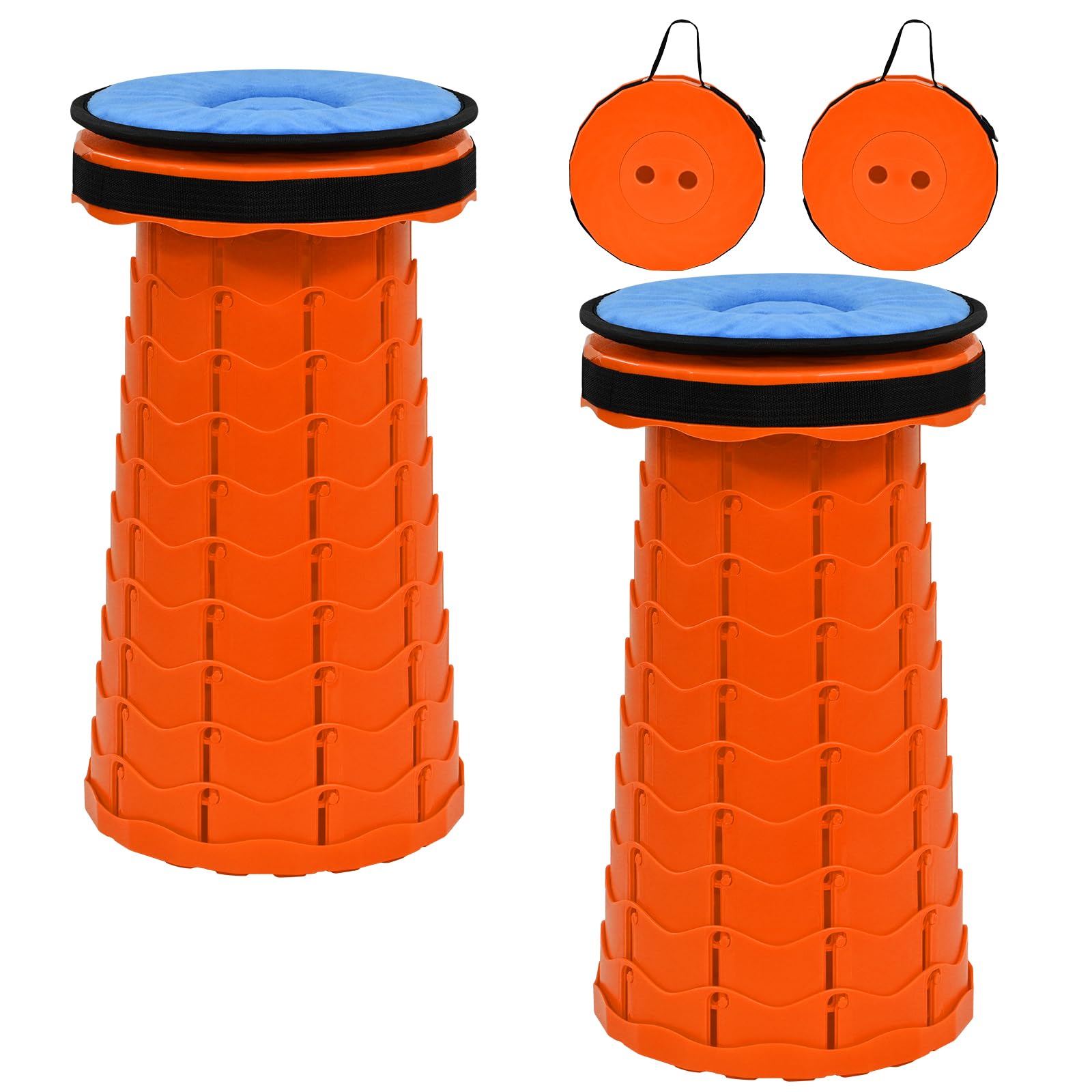 FXKS 2 Pack Upgraded Collapsible Stool Folding Stool with Cushion,Retractable Folding Stool Max Load Capacity 400lbs, Portable T