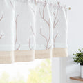 jinchan Linen Valance Sheer Double Layer Kitchen Window Curtain Leaf Embroidered Valance for Living Room Cafe Farmhouse Light Fi