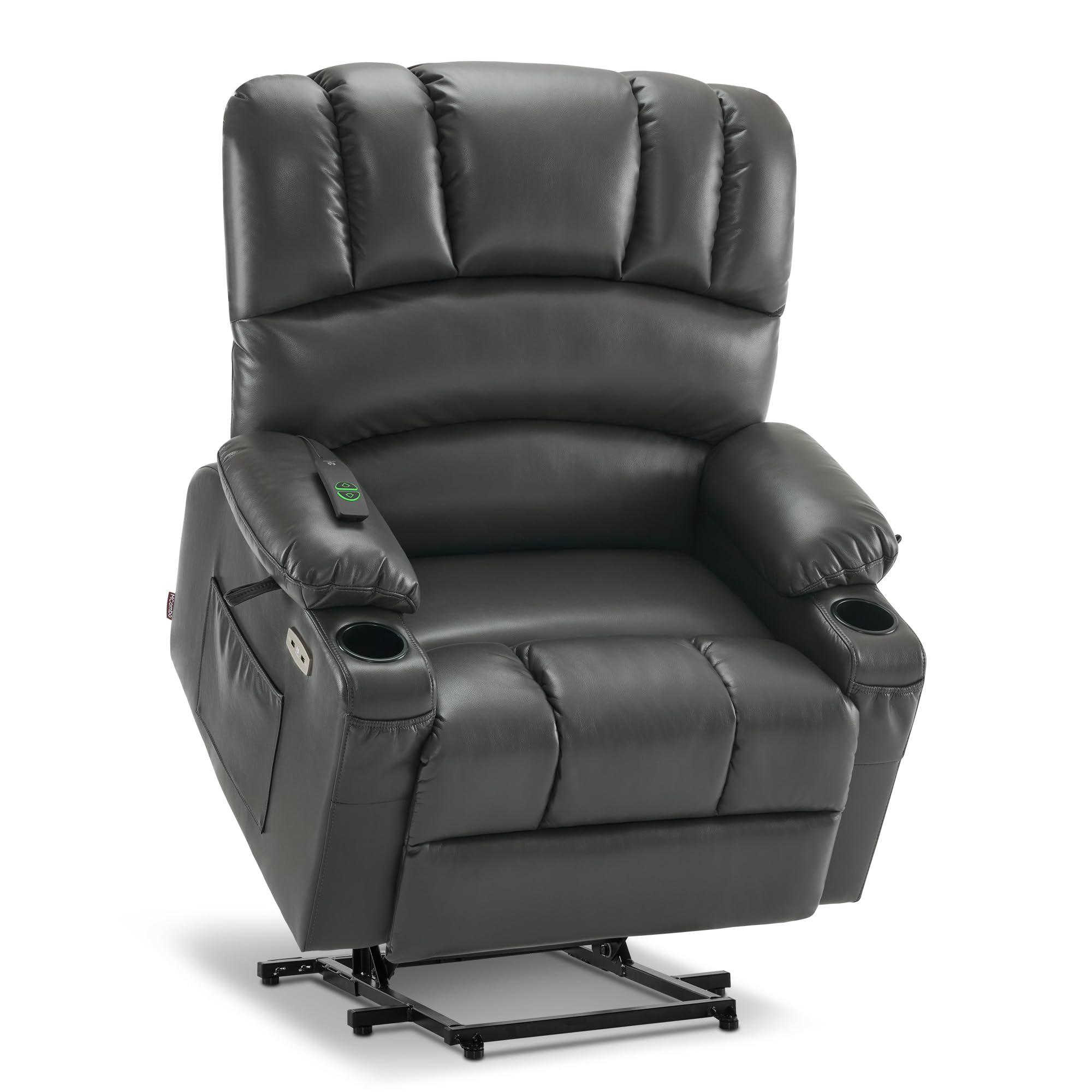 MCombo Large Power Lift Recliner Chair Sofa with Massage and Heat for Big Elderly People, Cup Holders, USB Ports, Side Pockets, 
