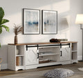 WAMPAT Modern Farmhouse 3 in 1 TV Stand for up to 85 TVs Wood Entertainment Center with Open Storage for Living Room Antique Whi