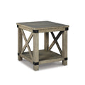 Signature Design by Ashley Aldwin Farmhouse Square End Table with Crossbuk Details, Light Brown