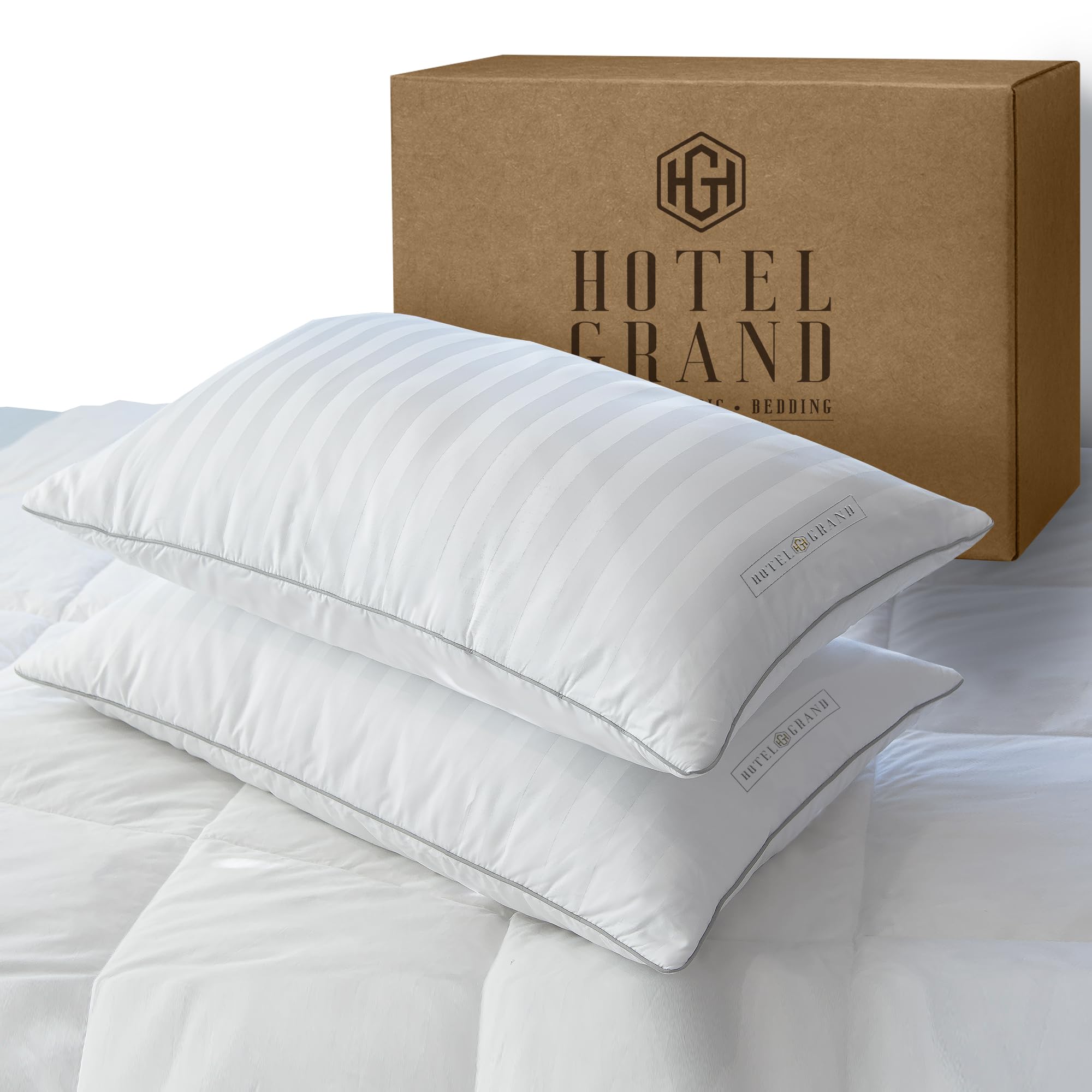 Hotel Grand Feather Down Pillow 100% King Size Pillows Cotton Set of 2 Pack Home Decoration Bed Pillows for Back/Side Sleeper