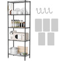 HOMEFORT 5-Shelving Unit, Adjustable Wire Shelving, Metal Wire Shelf with Shelf Liners and Hooks for Kitchen, Closet, Bathroom, 