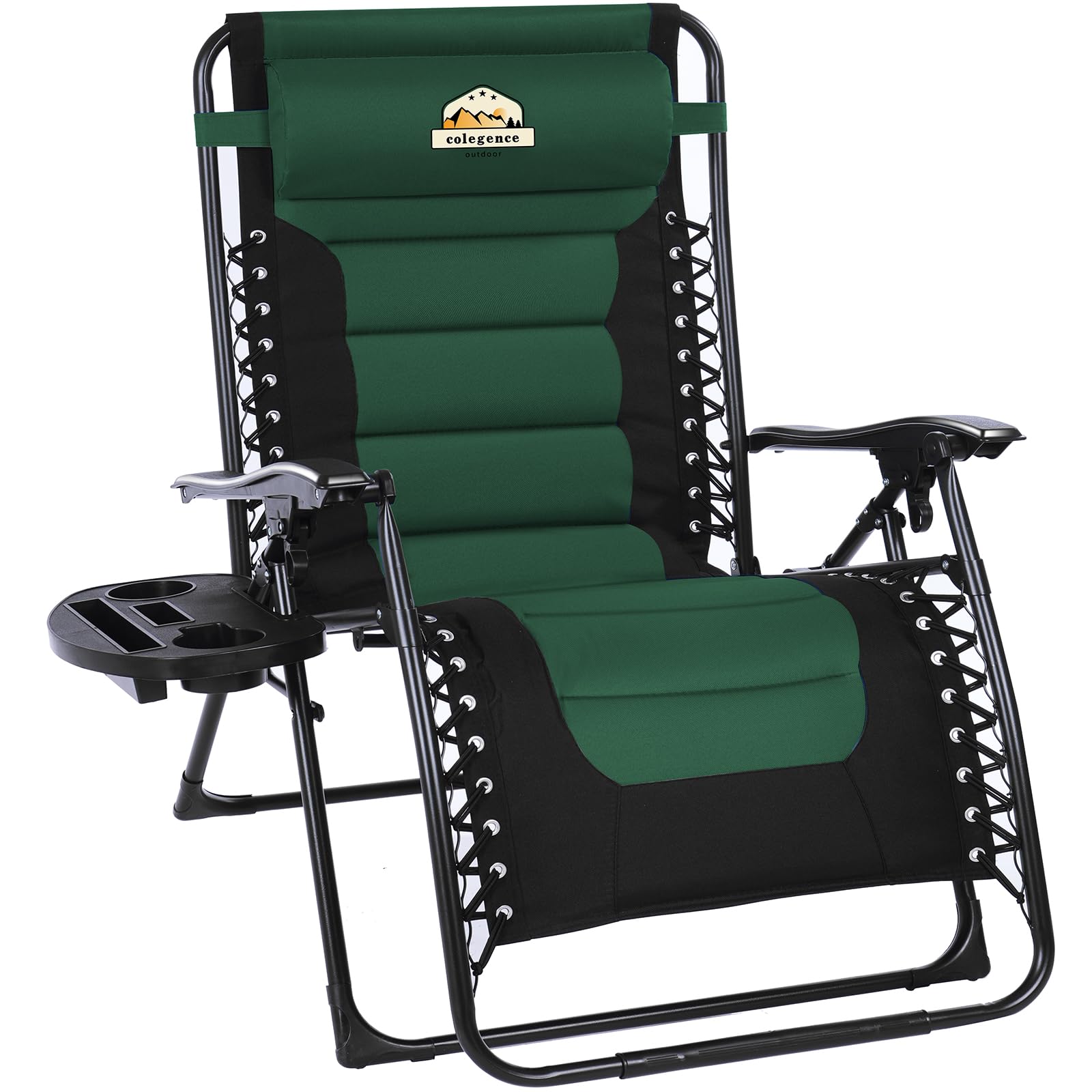 Colegence Oversized Padded Zero Gravity Lounge Chair, Foldable Patio Anti Gravity Reclining Chairs Folding Lawn Recliner with Cu