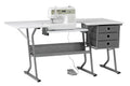 Sew Ready Eclipse Hobby and Sewing Machine Table - White Sewing Table with Gray Storage Drawers + Large Lower Shelf - Can Also B