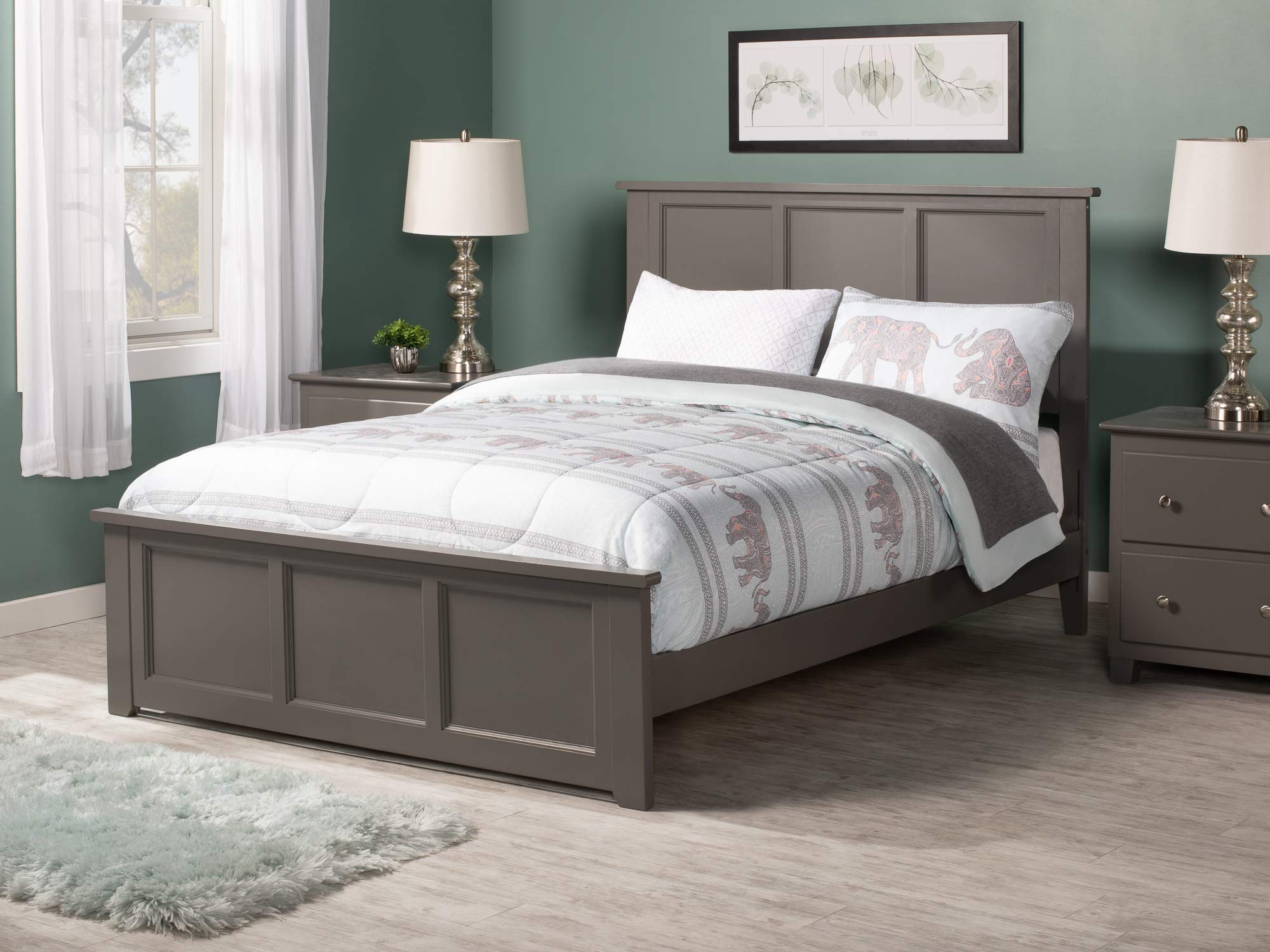 AFI, Madison Full Foundation Bed with Matching Footboard, Grey