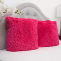Sweet Home Collection Throw Pillows 2 Pack Plush Faux Fur Soft Fuzzy Pillows 18 x 18 - Set Includes 2 Full Pillows, Hot Pink (Pa
