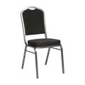 Flash Furniture Hercules Series Crown Back Stacking Banquet Chair in Black Fabric - Silver Vein Frame