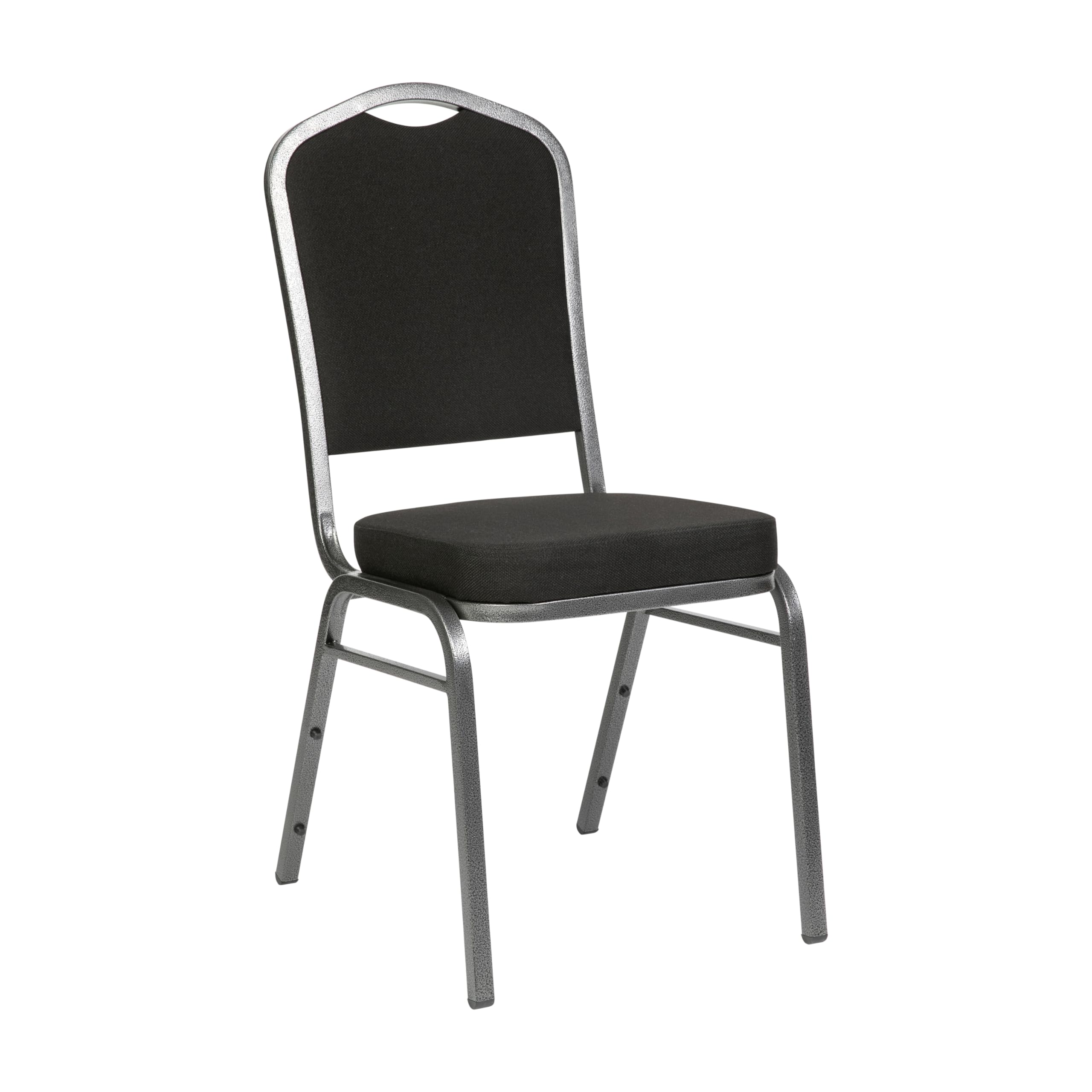 Flash Furniture Hercules Series Crown Back Stacking Banquet Chair in Black Fabric - Silver Vein Frame