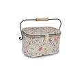 Dritz Oval Metal Handle Cream Sewing Basket, Neautral Floral