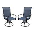 Set of 2 Patio Swivel Dining Chairs: 360 Rotating & 15 Rocking Motion, Ergonomic High-Back with All-Weather Textilene Fabric & I