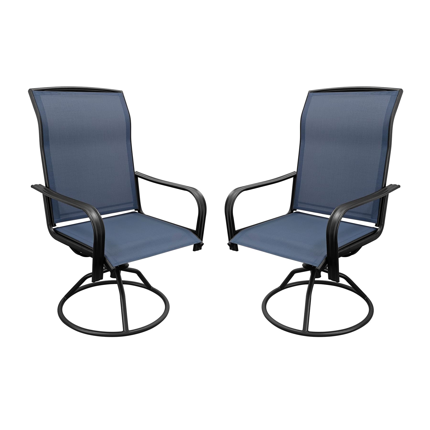 Set of 2 Patio Swivel Dining Chairs: 360 Rotating & 15 Rocking Motion, Ergonomic High-Back with All-Weather Textilene Fabric & I