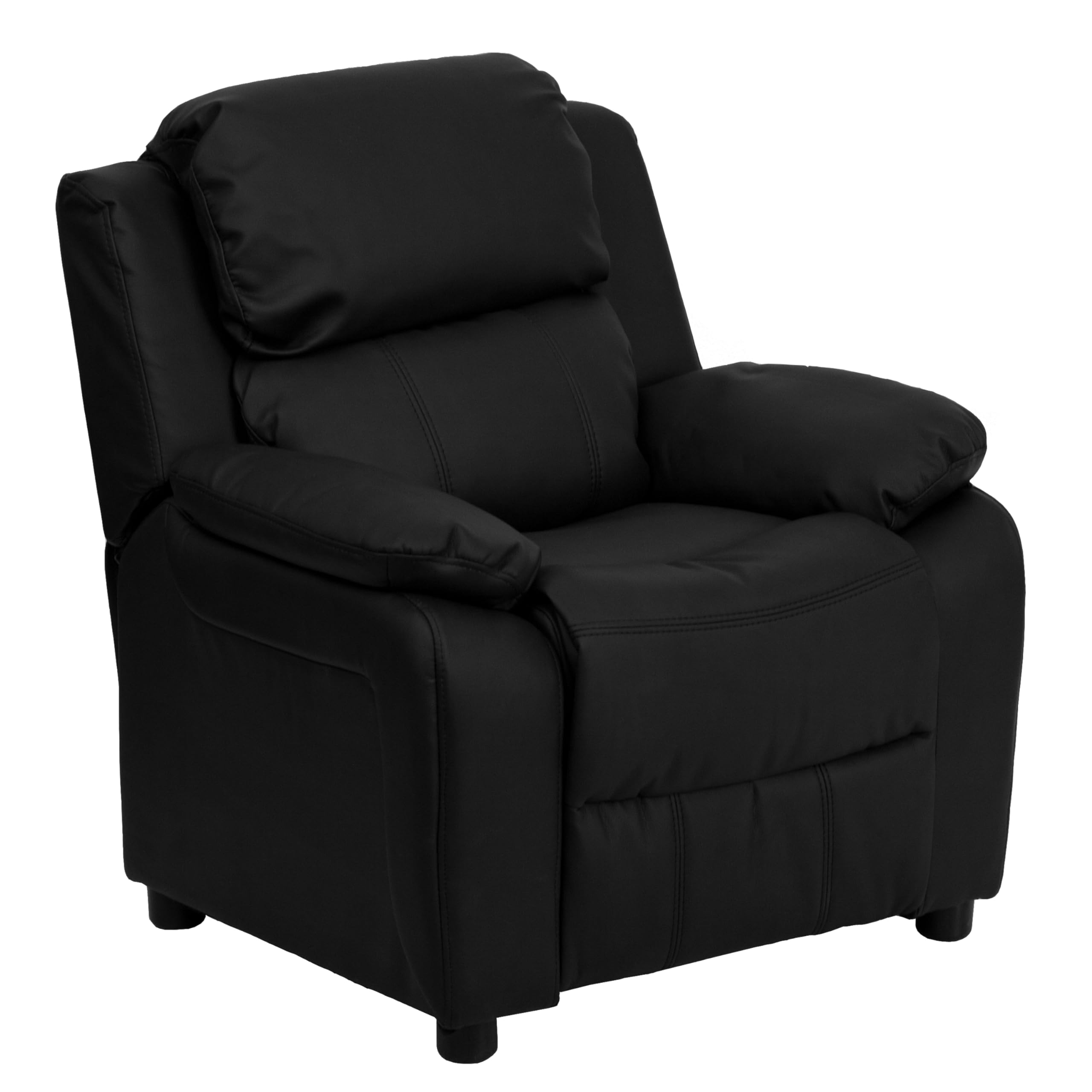 Flash Furniture Charlie LeatherSoft Kids Recliner with Flip-Up Storage Arms and Safety Recline, Contemporary Reclining Chair for