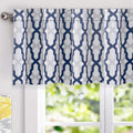 DriftAway Mason Geometric Trellis Pattern Window Curtain Valance Rod Pocket 52 Inch by 18 Inch plus 2 Inch Header Navy