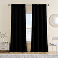 CUCRAF Pure Black Blackout Curtains 90 inch Length 2 Panels Set, Rod Pocket Room Darkening Drapes for Bedroom Living Room, Insul