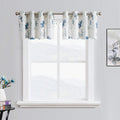 July Joy Printed Kitchen Valance Linen Textured 18-inches Floral Leaf Design Farmhouse Style Window Panel Drapes Set Grommet Tre