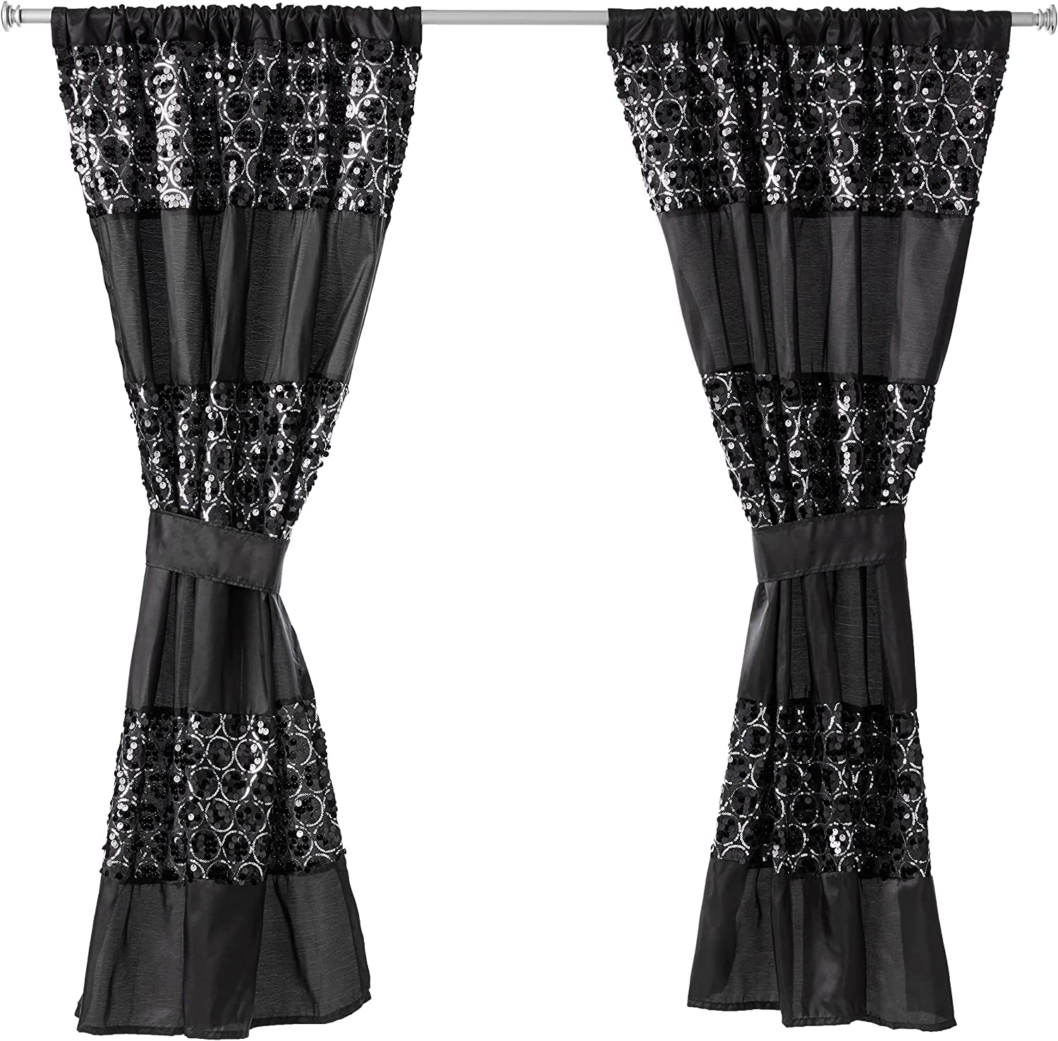 Zahari Home Sinatra Window Curtain Stylish Bathroom Window Curtain,36 x 54 Each, Set of 2, Black