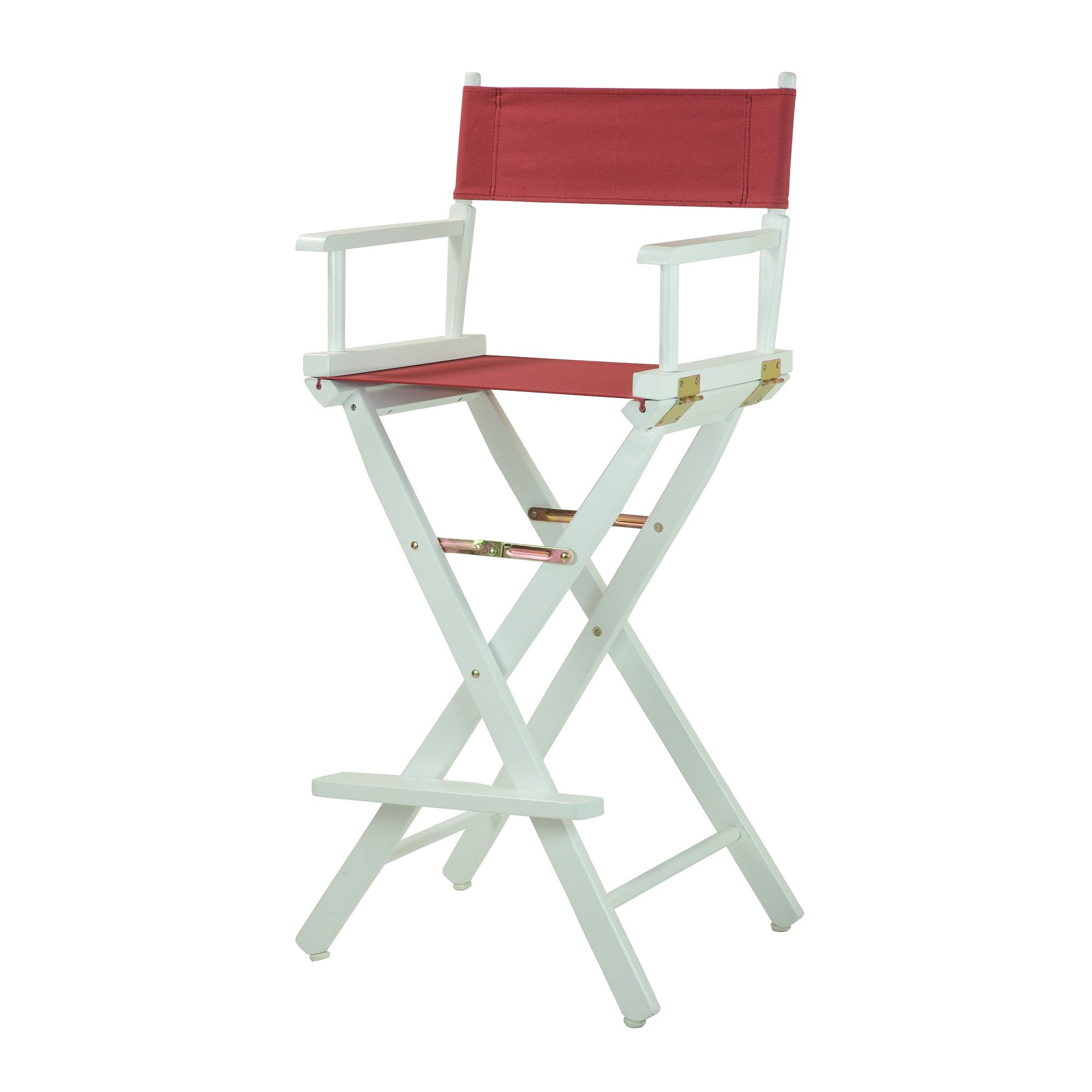 Casual Home Directors Chair ,White Frame/Burgundy Canvas,30 - Bar Height