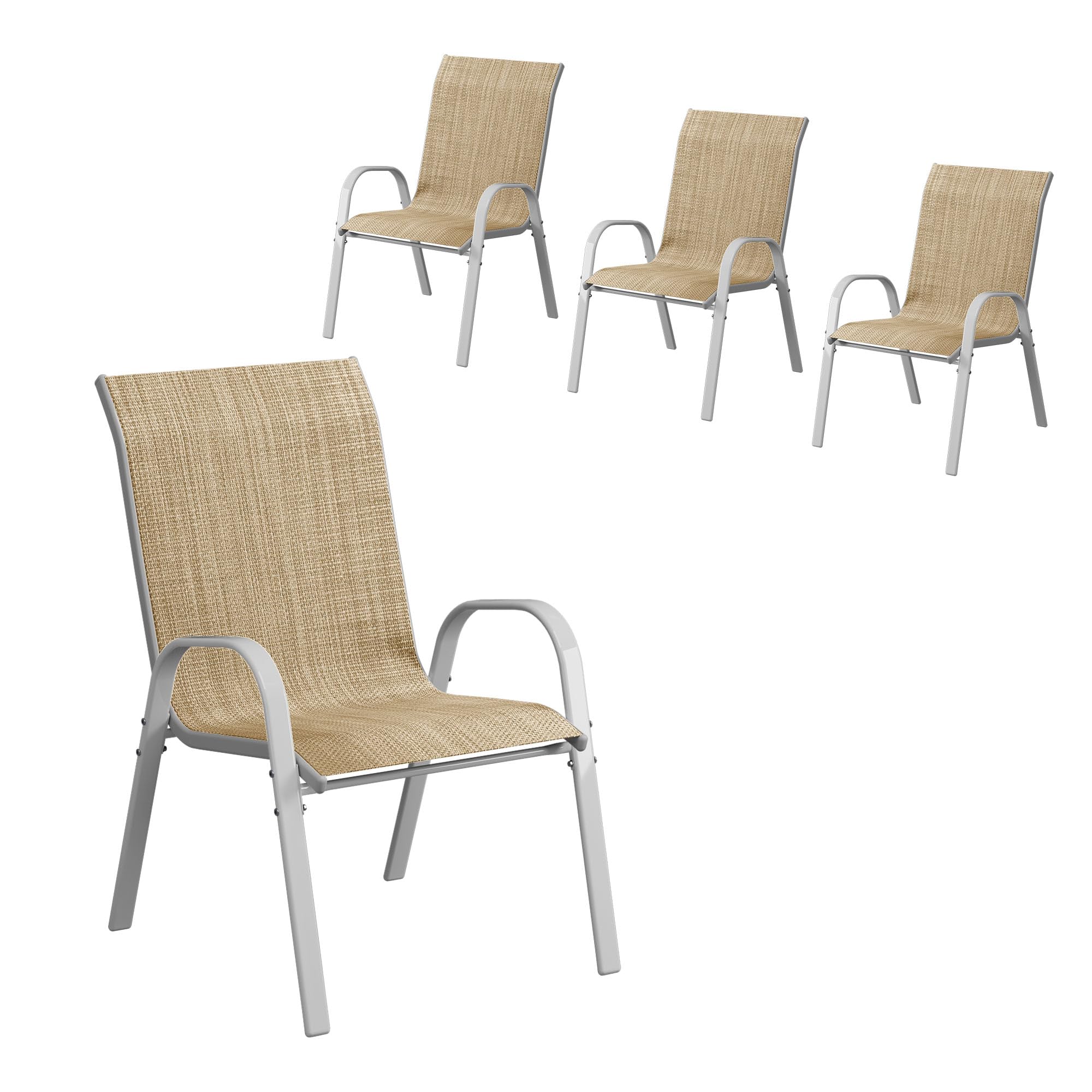 Amopatio Patio Chairs Set of 4, Outdoor Stackable Dining Chairs for All Weather, Breathable Garden Outdoor Furniture for Backyar