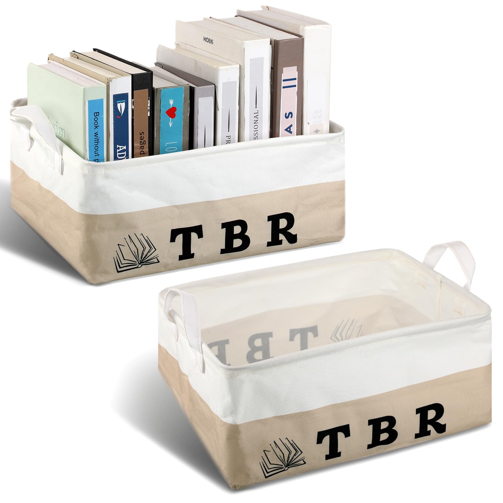 Marsui 2 Pcs Book Lover Gifts Tbr Book Storage Basket to Be Read List Storage Bin Bookish Accessories Bookworm Gift for Student 