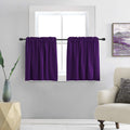 DONREN Royal Purple Small Window Room Darkening Curtain Tiers - Thermal Insulated Window Treatment Rod Pocket Curtains (42 by 30