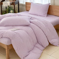 NSNLGSGC Purple Gingham Duvet Cover Set Twin, Grid Simple Geometric Square Pattern Comforter Cover,Soft Plaid Washed Microfiber 