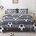 Gusuhome Boys Sports 7 Piece Soccer Comforter Set Twin Size 3D Football Playground Bedding Set for Kids Bed Set Gray(Comforter,F