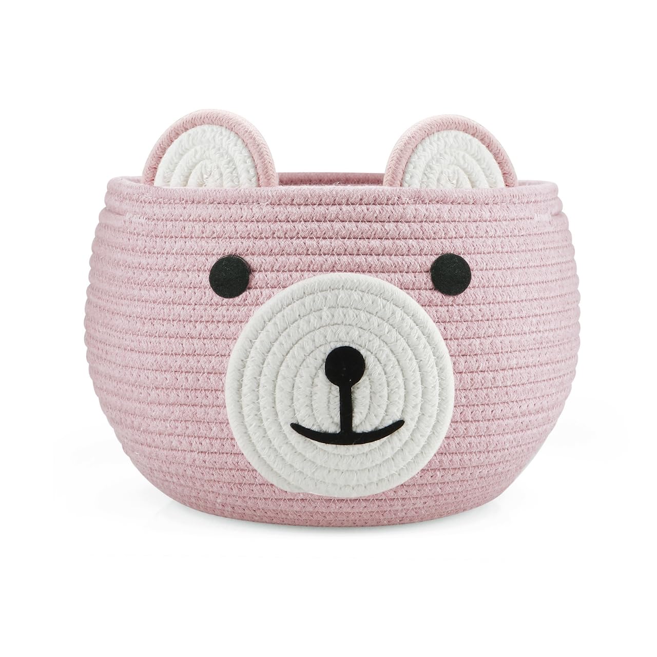 PandaEar Cotton Rope Baby Basket, Baby Gift Basket Nursery Laundry Organizer with Cute Bear Design for Storage Infant Newborn Es